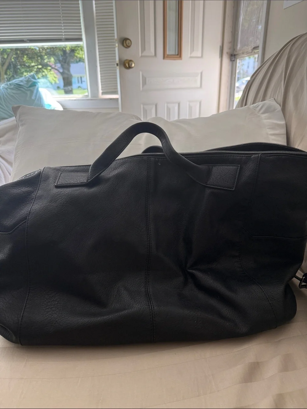 Black Leather Weekender Bag - Men/Woman
